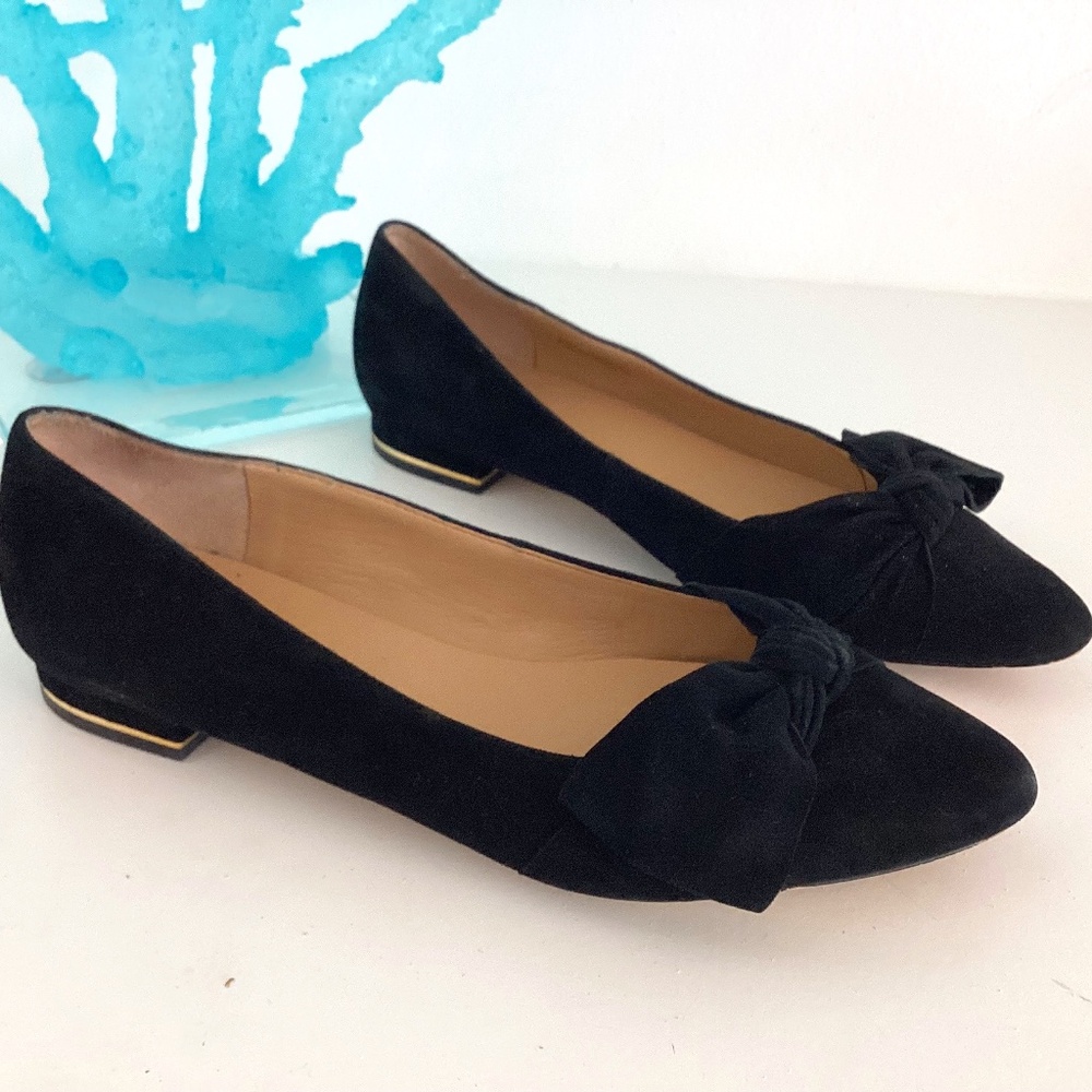 Talbots women’s black suede bow embellishments flats shoes 8.5 M